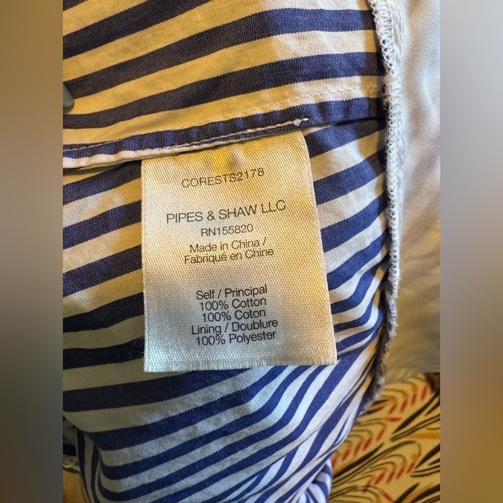 Veronica Beard Ruched Striped Cotton Shirt Dress Sleeveless Size 10 Blue EUC - Picture 10 of 13